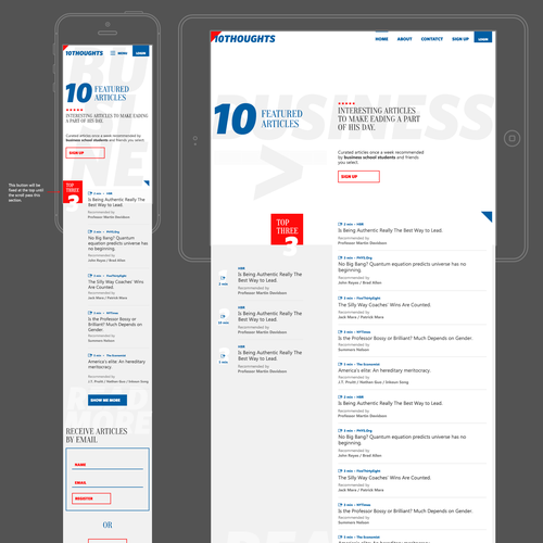 Search engine design with the title '[proposal] Homepage for reading articles business'