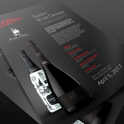Red and black design with the title 'Islero Tasting Menu Design'