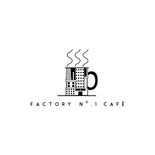 Factory design with the title 'Logo concept for factory themed cafe'