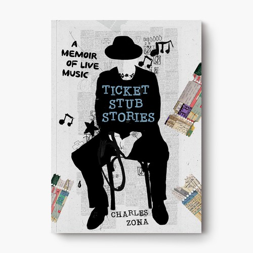 Autobiography book cover with the title 'Ticket Stub Stories Cover'