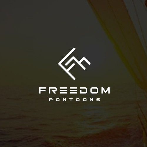 Yacht design with the title 'Freedom Pontoons Logo'
