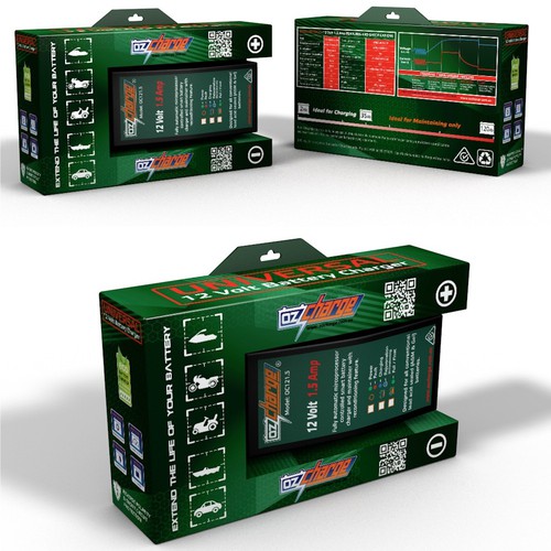 Book cover packaging with the title 'Creative and Appealing Battery Charger packaging design wanted.'