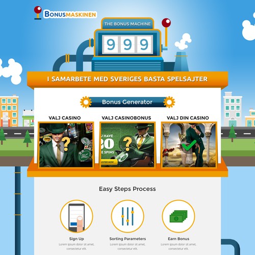 Casino design with the title 'Flat Design for BonusMaskinen'