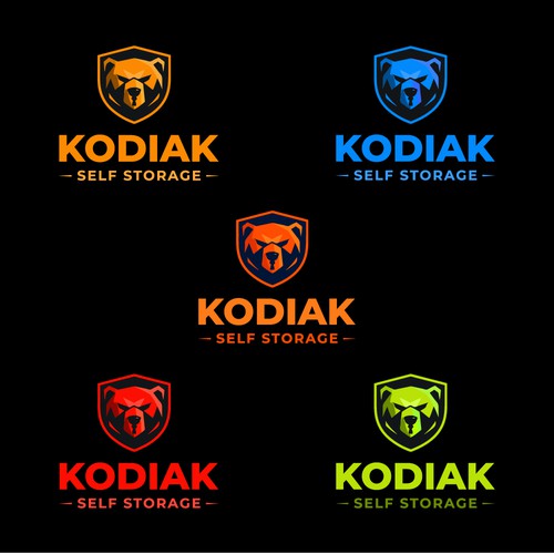 Storage logo with the title 'Kodiak Self Storage – Bear Shield Logo'
