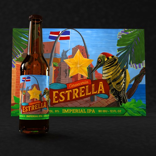 Art label with the title 'Estrella Craft Beer Label'