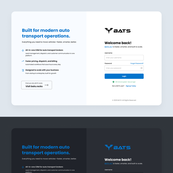 Login website with the title 'Login experience of CRM'