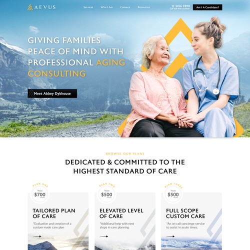 Doctor website with the title 'The Aevus Group- Concierge Care Management'