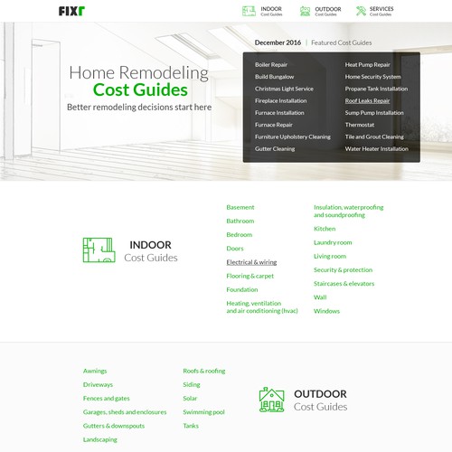 Indoor design with the title 'Webdesign "Home Remodeling Cost Guides"'