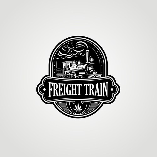 Train logo with the title 'freight train cannabis logo'