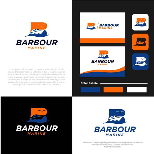 B brand with the title 'barbour marine'