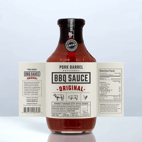 Bold label with the title 'BBQ Sauce - Pork Barrel'