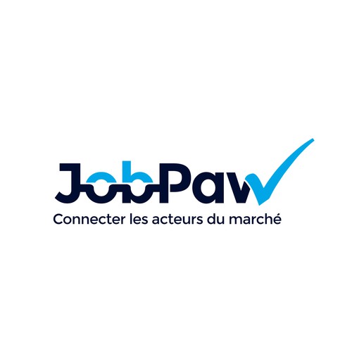 Black and blue logo with the title ' Jobpaw logo rebranding.'