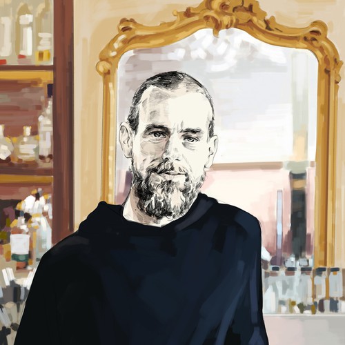 Creative artwork with the title 'Illustration - Portrait of Jack Dorsey'