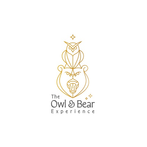 Gold line logo with the title 'Owl & Bear logo'
