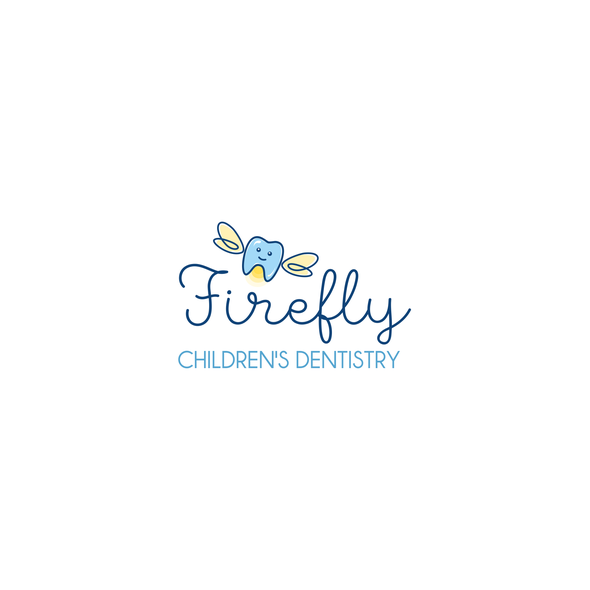 Firefly design with the title 'Cute logo concept for children's dentistry'