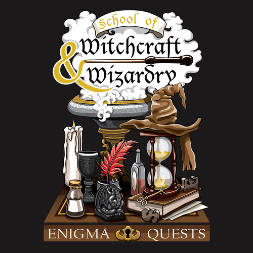 Escape room design with the title 'Tshirt Design for Escape room by Enigma Quests'