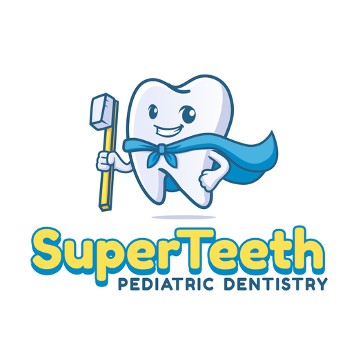 Character brand with the title 'cute teeth character logo'