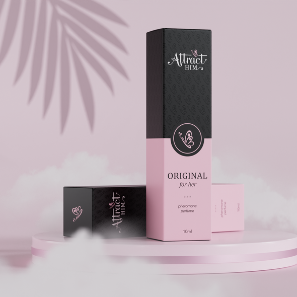 Perfume packaging with the title 'Perfume Box "Attract Him"'