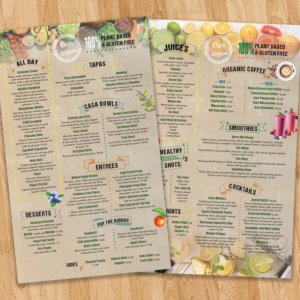 Smoothie design with the title 'Tropical Vegan Menu'