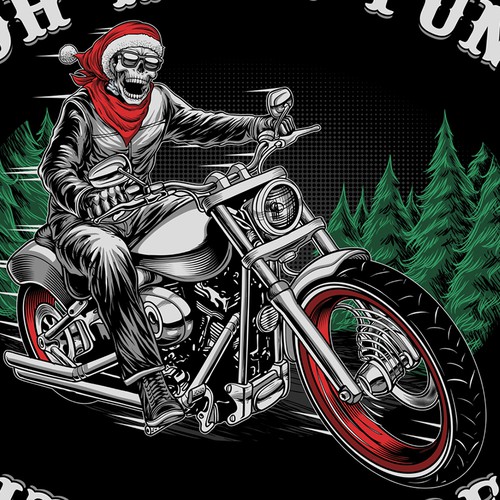 X-mas design with the title 'Santa skull riding'