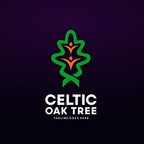 Cancer logo with the title 'Oak Leaf Healthy People Cancer Ribbon'