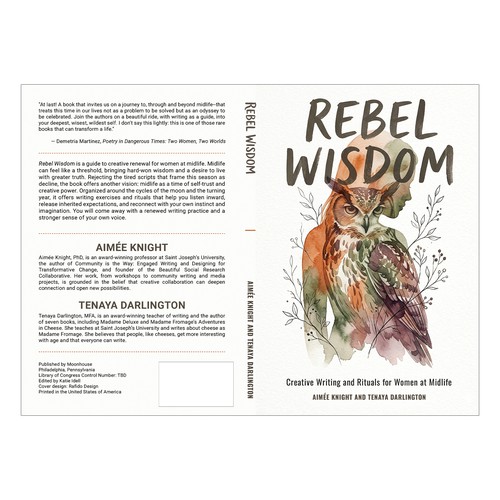 Creative book cover with the title 'Rebel Wisdom: Creative Writing and Rituals for Women at Midlife'