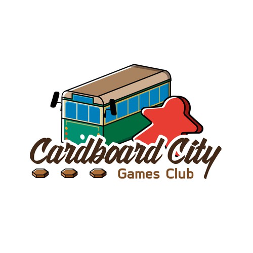 Cardboard design with the title 'Logo Cardboard City Games Club'