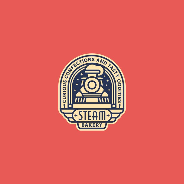 Atomic design with the title 'Steam Bakery logo'