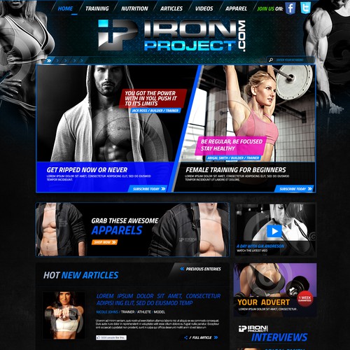 Fitness website with the title 'New website design wanted for Iron Project'