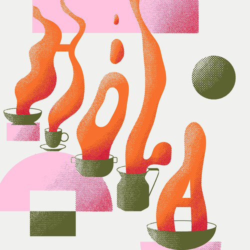 Smoke illustration with the title 'Hola cocinado'
