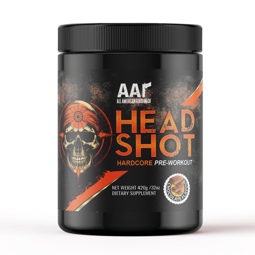 Pre-workout label with the title 'Protein jar label design'