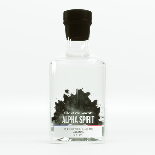 Fresh label with the title 'ALPHA GIN LABEL'