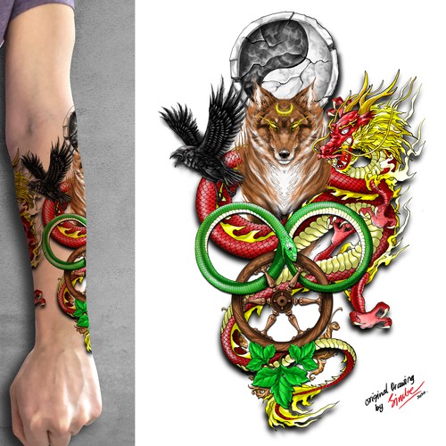 Tattoo artwork with the title 'Epic Book Tattoo'