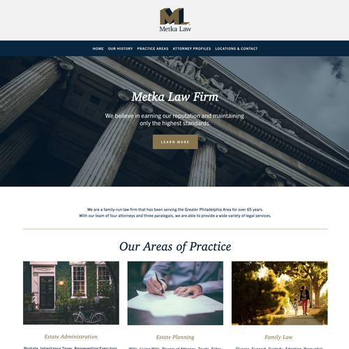 Attorney website with the title 'Metka Law Firm'