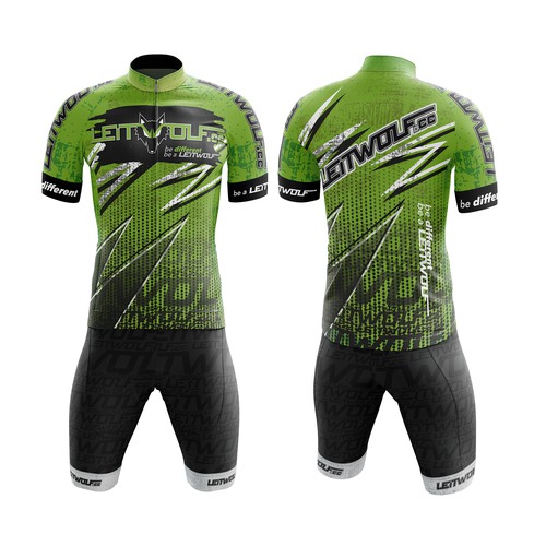 Cycling kit design with the title 'Cycling clothing'