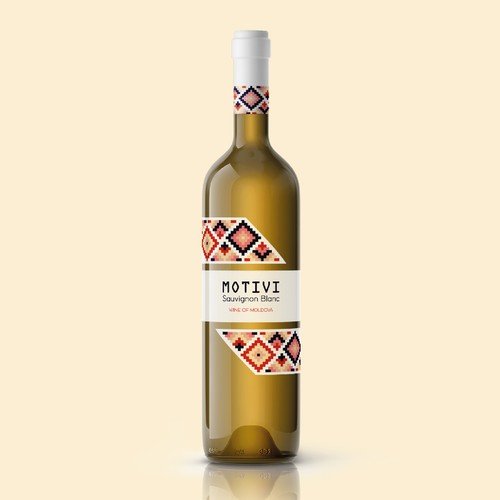 Geometric label with the title 'Moldovan Wine Label Design'