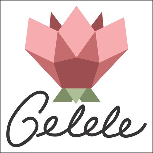 Light pink logo with the title 'Handlettered Geometric Logo'