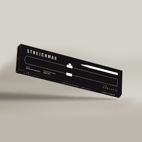 Sophisticated packaging with the title 'Packaging Design for Streichmaß'