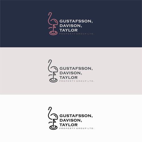 Flamingo logo with the title 'Logo Concept for Gustafsson, Davison, Taylor'
