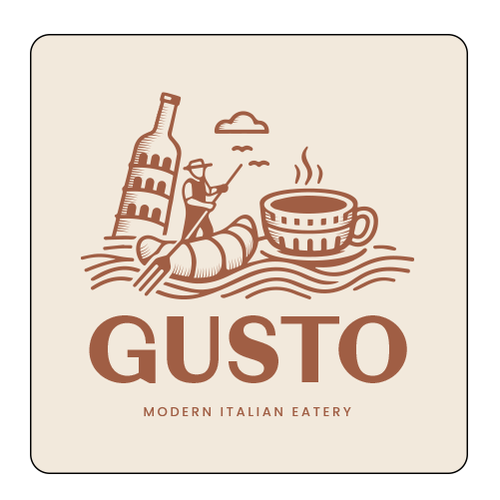 Food logo with the title 'gusto'