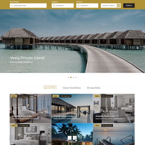 Booking website with the title 'Classic Travel Website Design'