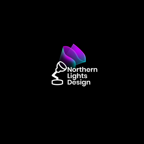 Lamp design with the title 'Colorful Northern Lights Logo'