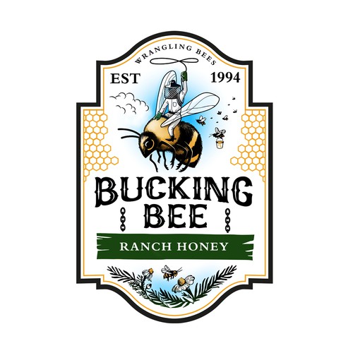 Honey logo with the title 'Bucking Bee'