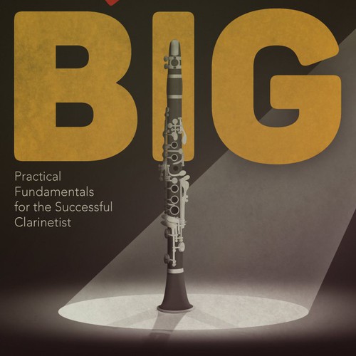 Brown book cover with the title 'Retro book cover for clarinetist'