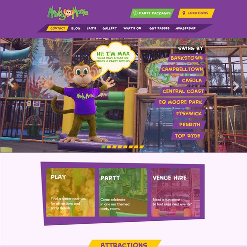 Sleek website with the title 'Redesign Concept for Monkey Mania'