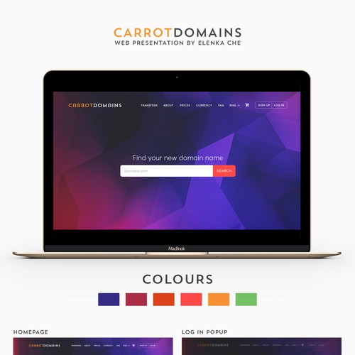 Polygonal design with the title 'Website design for CarrotDomains. '