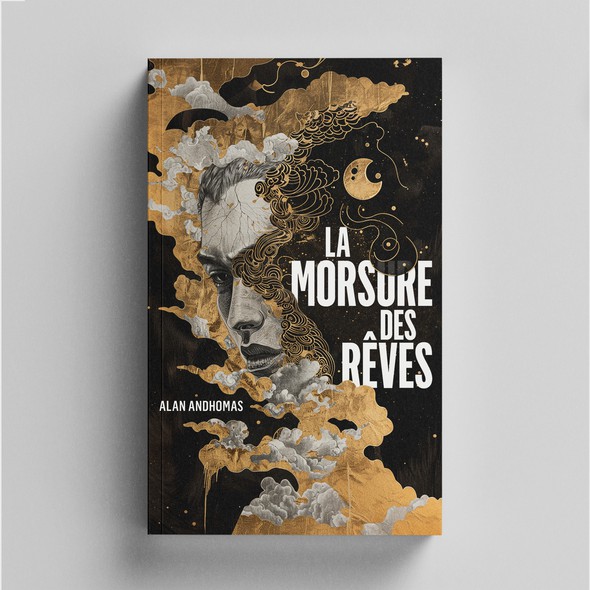 Black design with the title 'Book Cover for La Morsure Des Rêves'