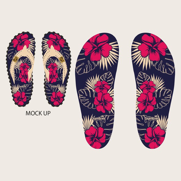 Flip flop design with the title 'Gumbies Flip-Flop'