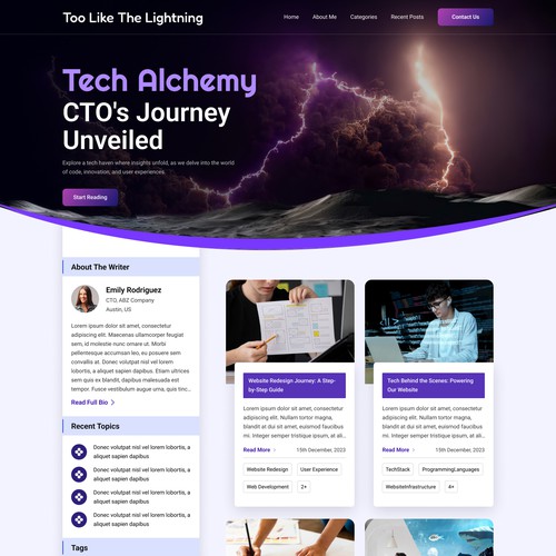 Space website with the title 'Tech Alchemy Blog Homepage Design'