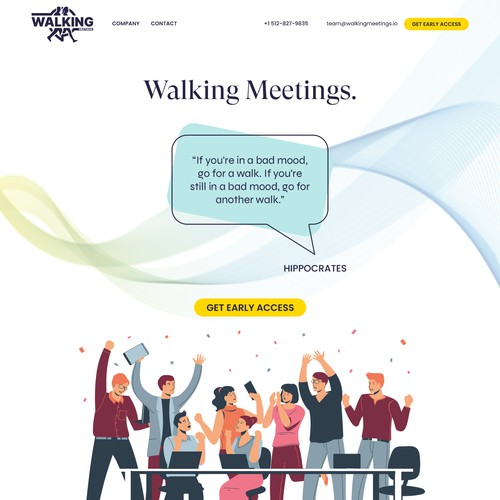 Meeting design with the title 'Walking Meetings website homepage'